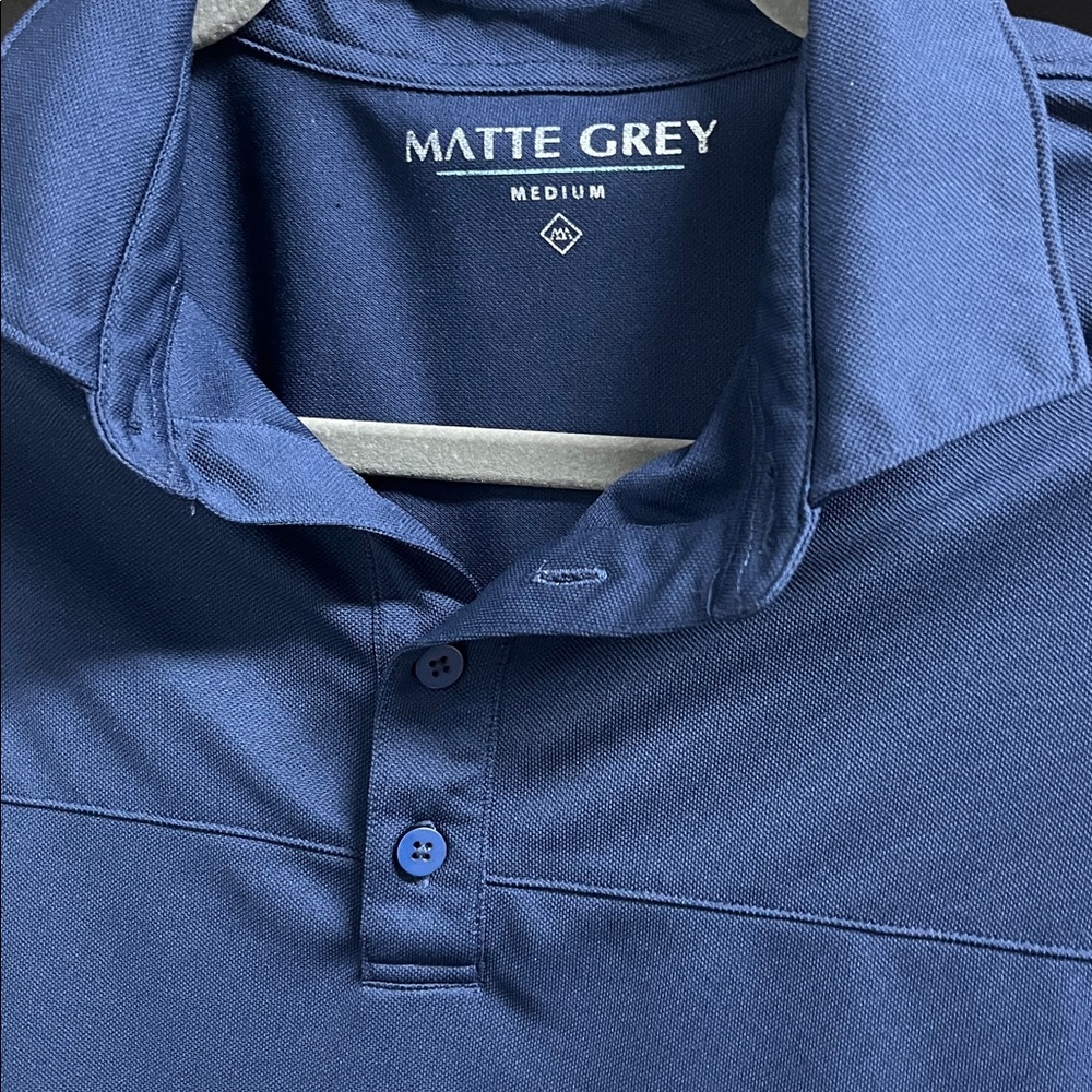 Men's MATTE GREY Blue Polo Shirt!! EUC!!💙
